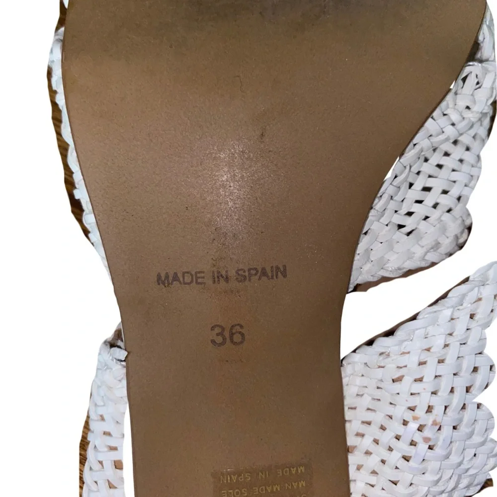 Anthropologie Woven Slide Sandals EU36 Cream 3in Heel 8.5in‎ Light Wear